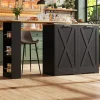 360° Drehbare Essbar Sideboardschrank mit seitlichen Ablagen und Klapptür