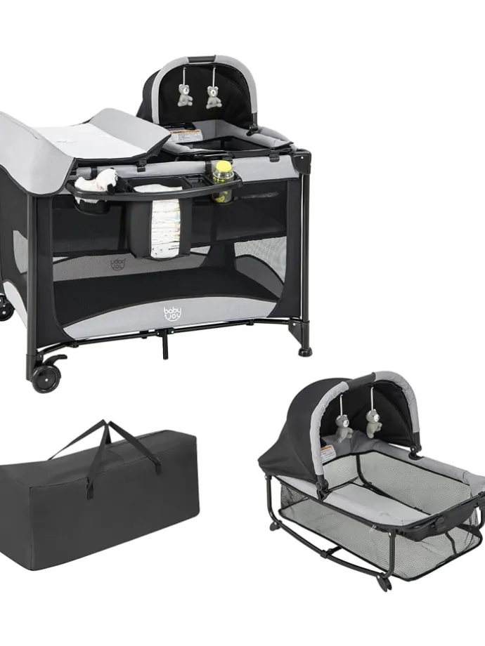5 in 1 Babybett 2 Ebenen in Schwarz
