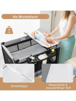 5 in 1 Babybett 2 Ebenen in Schwarz