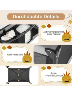 5 in 1 Babybett 2 Ebenen in Schwarz