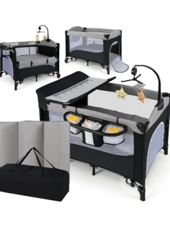 5 in 1 Babybett in Anthrazit