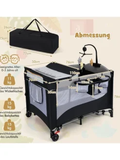 5 in 1 Babybett in Anthrazit