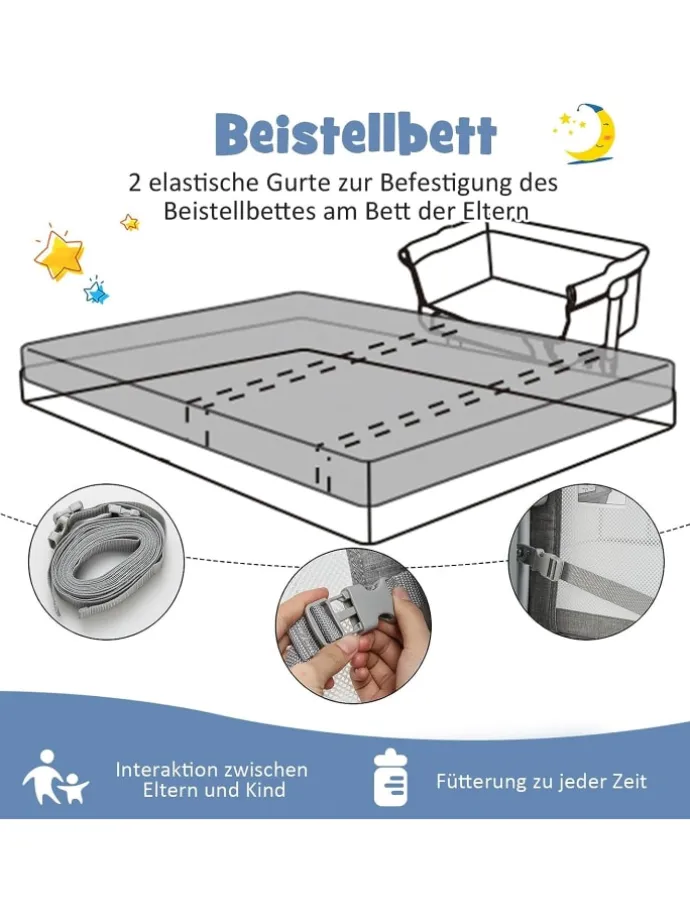 4 in 1 Babywiege in Grau