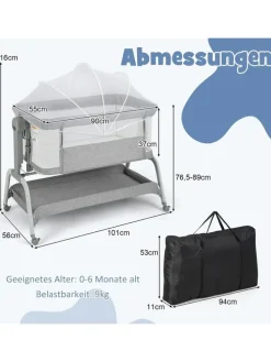 4 in 1 Babywiege in Grau