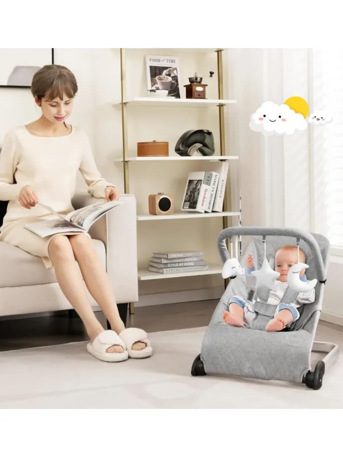 2 in 1 Babywippe klappbar in Grau