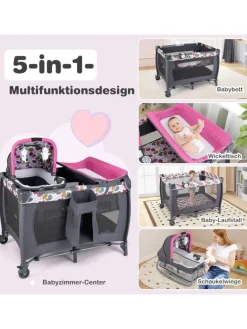 5 in 1 Beistellbett Baby bis 36 Monaten in Lila