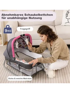 5 in 1 Beistellbett Baby bis 36 Monaten in Lila