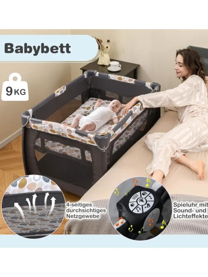 5 in 1 Beistellbett Baby bis 36 Monaten in Blau