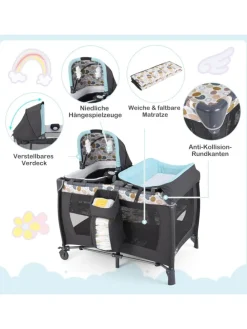 5 in 1 Beistellbett Baby bis 36 Monaten in Blau