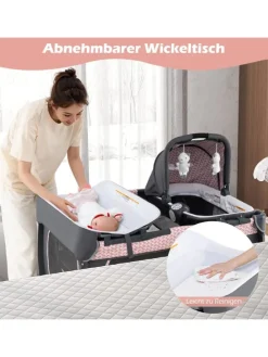 5 in 1 Beistellbett Baby bis 36 Monaten in Rosa