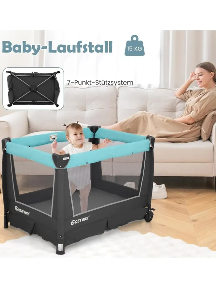 5 in 1 Beistellbett Baby in Grün