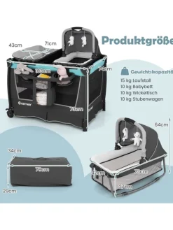 5 in 1 Beistellbett Baby in Grün