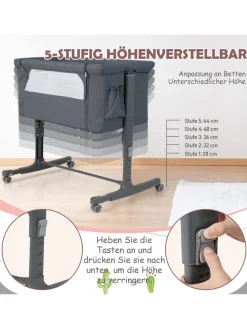 3 in 1 Beistellbett in Anthrazit