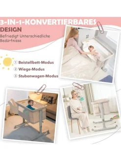 3 in 1 Beistellbett in Beige