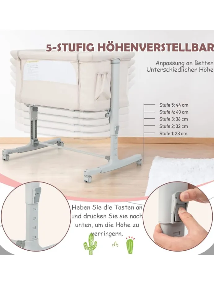 3 in 1 Beistellbett in Beige