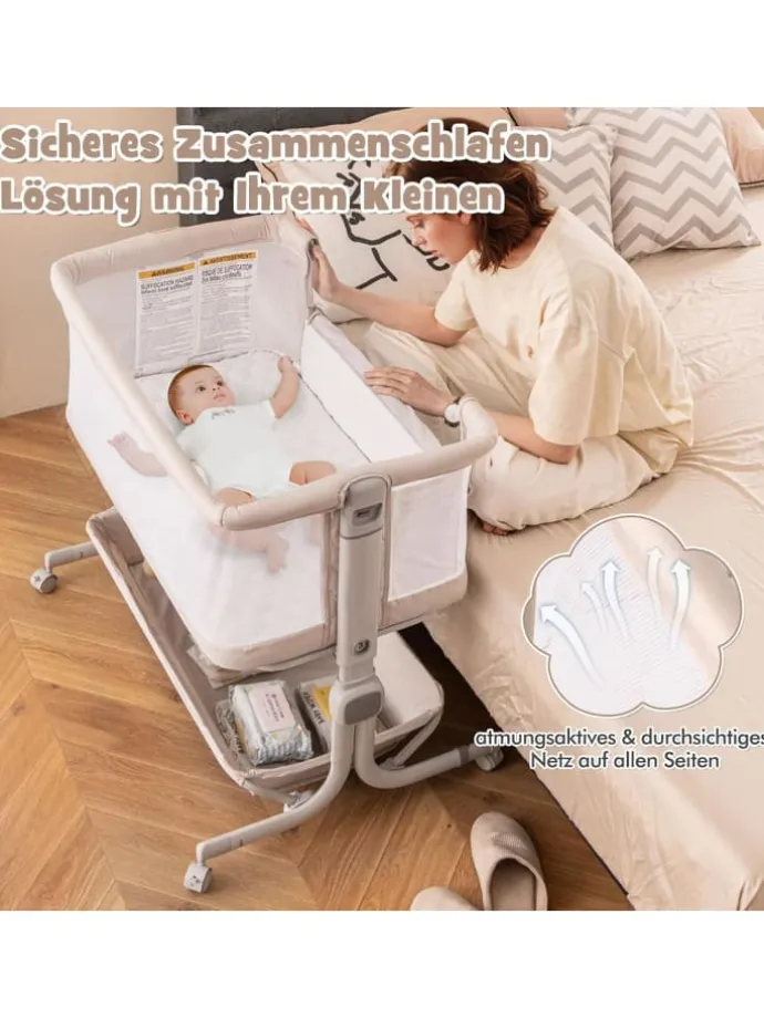 3 in 1 Beistellbett in Beige