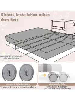 3 in 1 Beistellbett in Beige