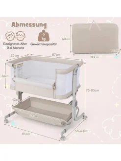 3 in 1 Beistellbett in Beige