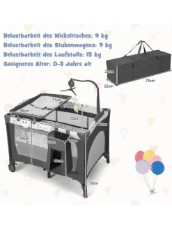 4 in 1 Beistellbett in Beige