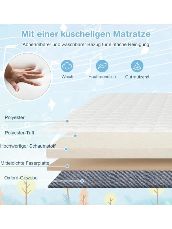 3 in 1 Beistellbett in Grau
