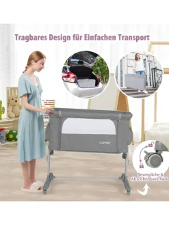 3 in 1 Beistellbett in Grau