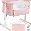 3 in 1 Beistellbett in Rosa