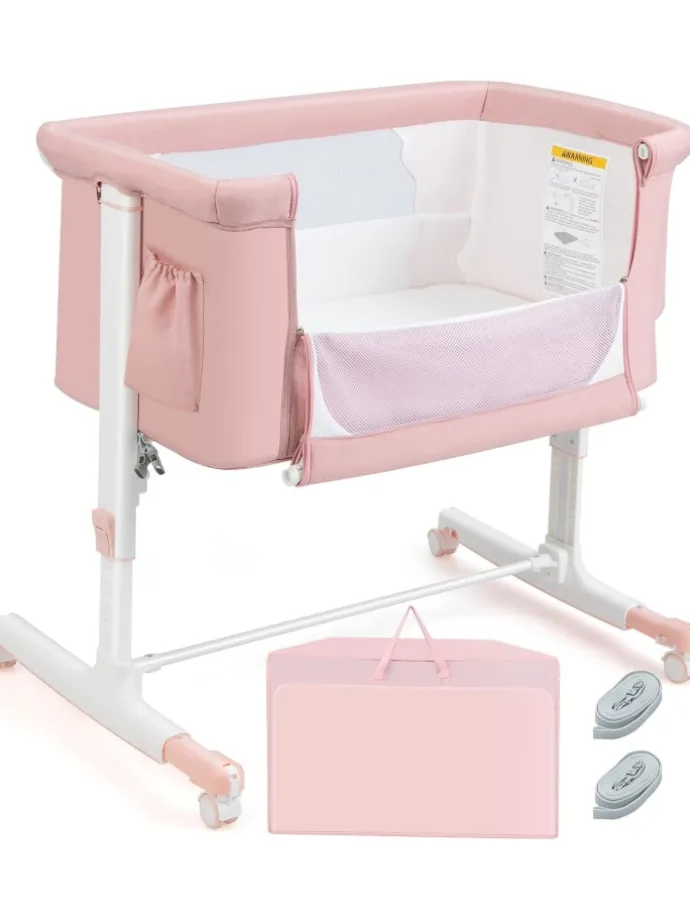 3 in 1 Beistellbett in Rosa