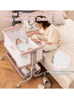 3 in 1 Beistellbett in Rosa