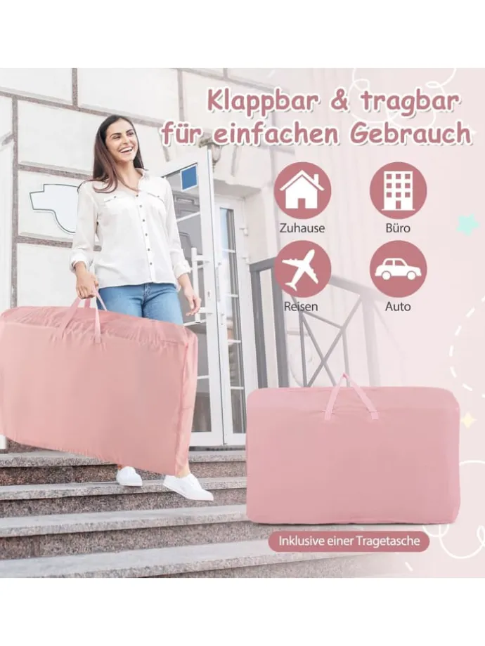 3 in 1 Beistellbett in Rosa