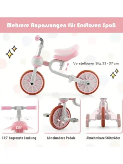 4 in 1 Dreirad von 2-4 Jahren in Rosa