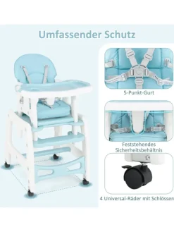 3 in 1 Hochstuhl Sitzgruppe in Blau