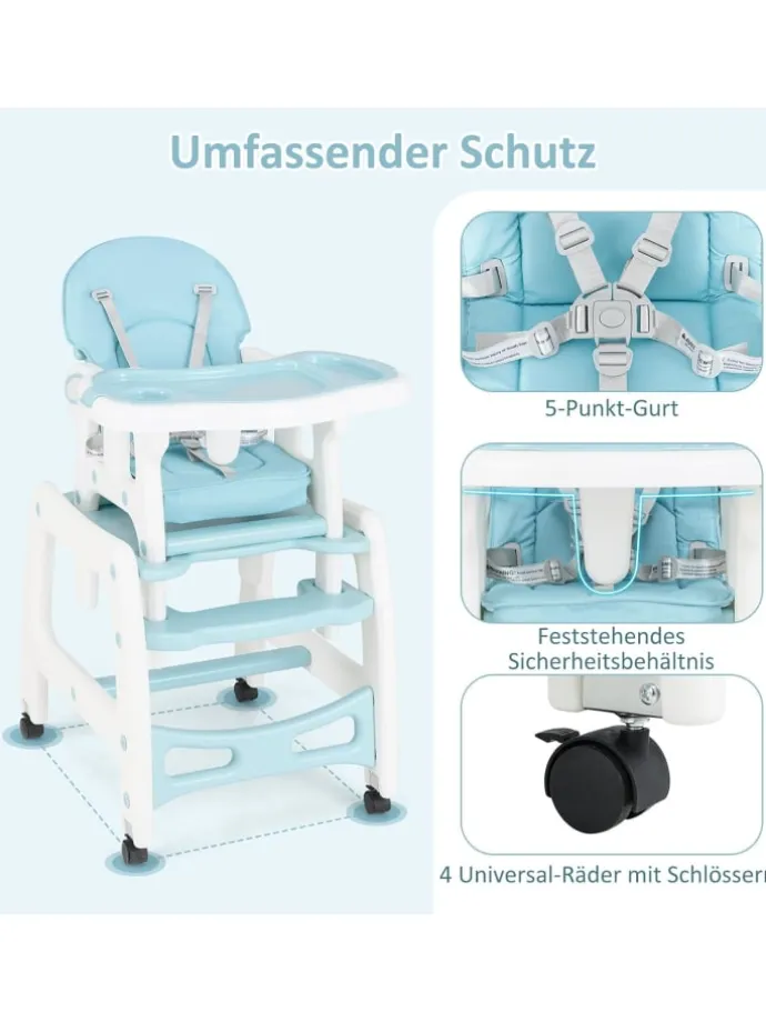 3 in 1 Hochstuhl Sitzgruppe in Blau