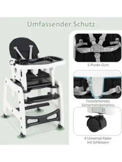 3 in 1 Hochstuhl Sitzgruppe in Schwarz