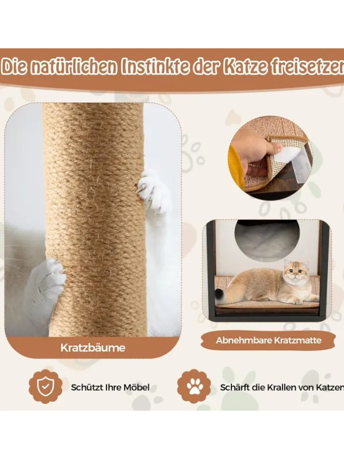 3 in 1 Katzenhaus Beistelltisch in Braun