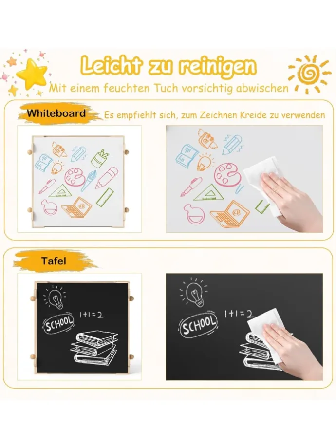 4 in 1 Kindertisch mit 2 Stühlen in Hellbraun