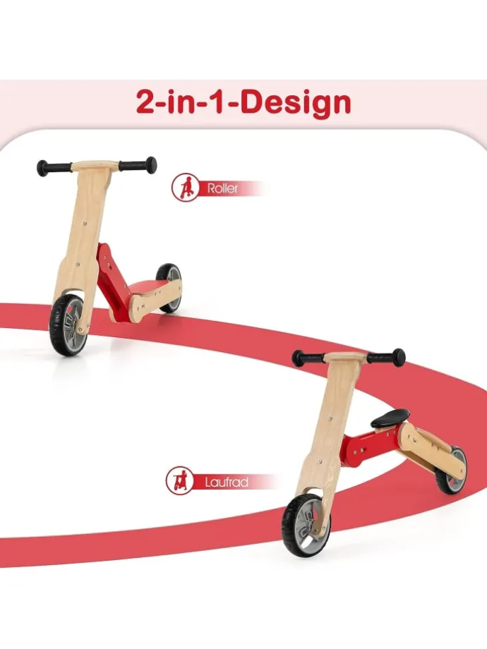 2 in 1 Laufrad Roller in Rot