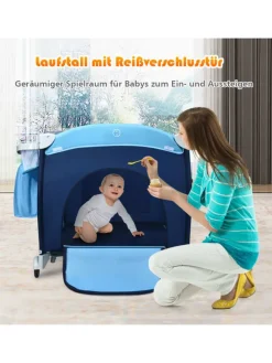 4 in 1 Reisebett Babywiege Wickeltisch in Blau