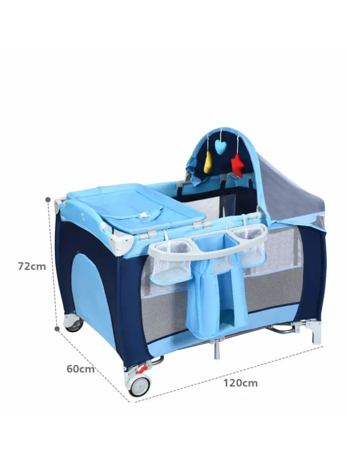 4 in 1 Reisebett Babywiege Wickeltisch in Blau