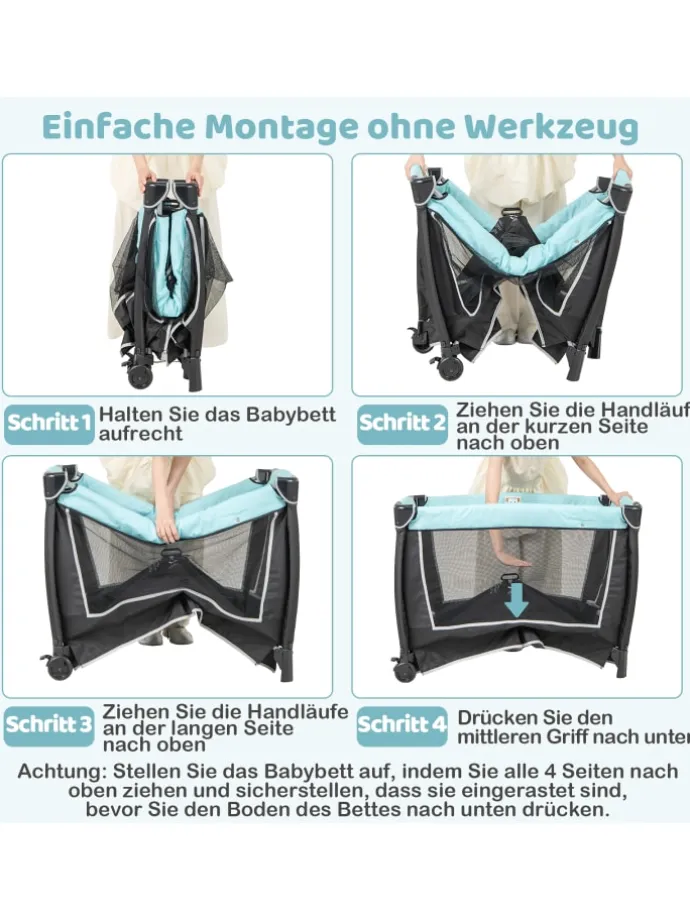 4 in 1 Reisebett in Grün