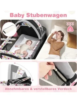 5 in 1 Reisebett mit Matratze in Grau