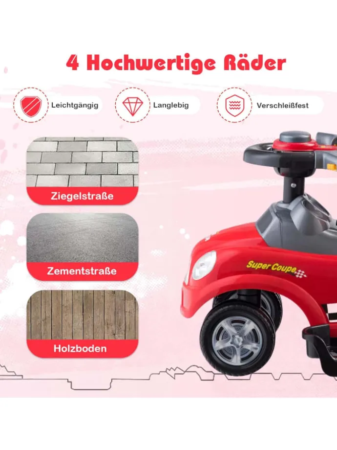 3 in 1 Rutschauto 2-6 Jahren in Rot