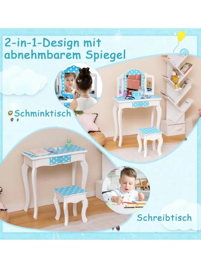 2 in 1 Schminktisch in Blau
