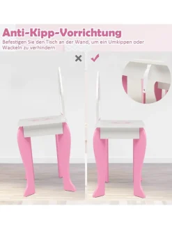 2 in 1 Schminktisch in Rosa
