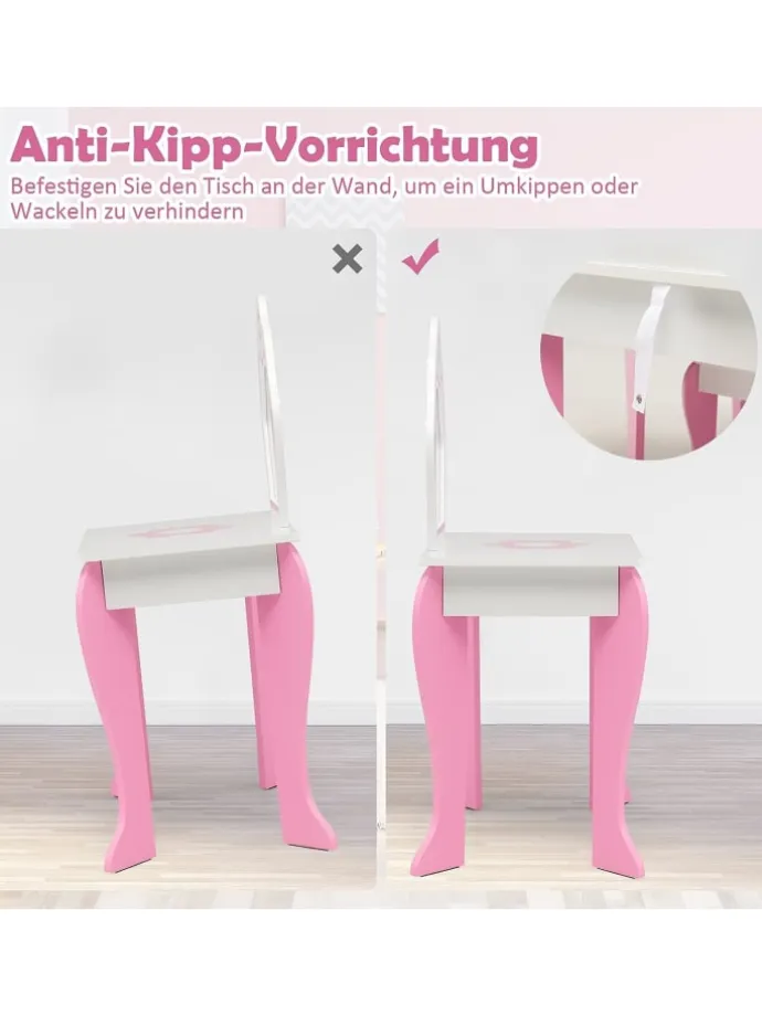 2 in 1 Schminktisch in Rosa