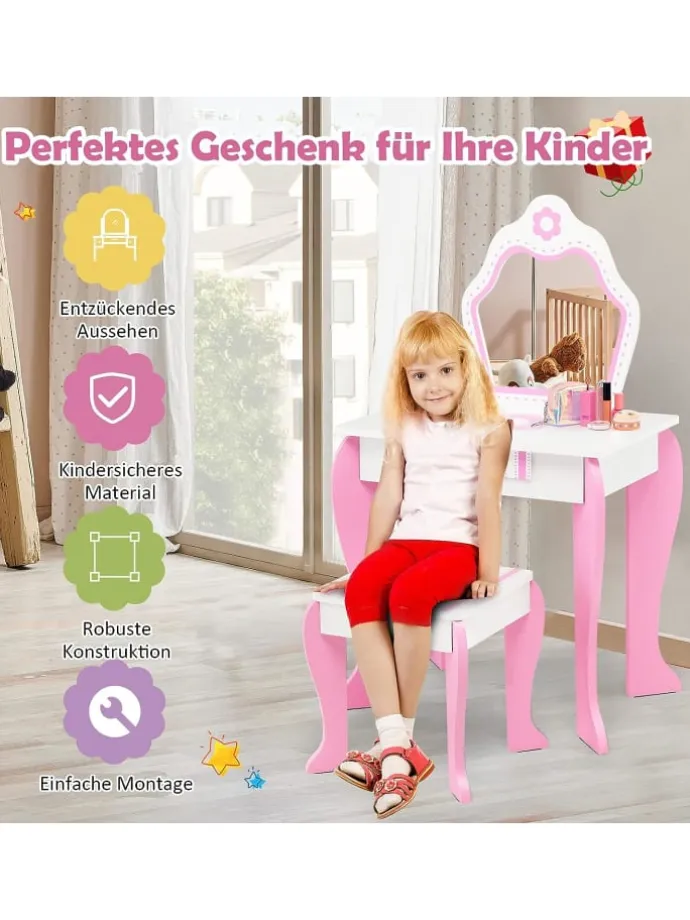 2 in 1 Schminktisch in Rosa