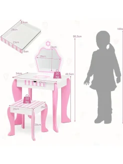2 in 1 Schminktisch in Rosa