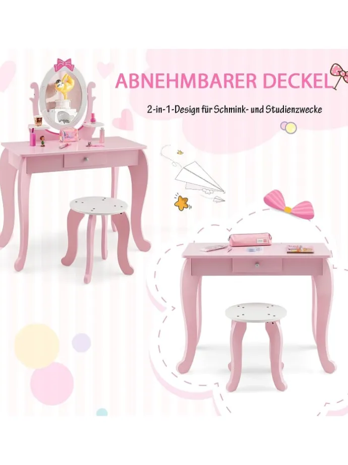 2 in 1 Schminktisch in Rosa