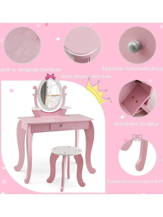 2 in 1 Schminktisch in Rosa