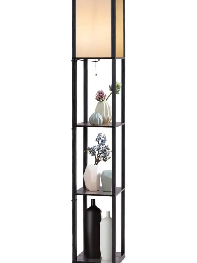 2 in 1 Standleuchte Regal 160cm in Schwarz