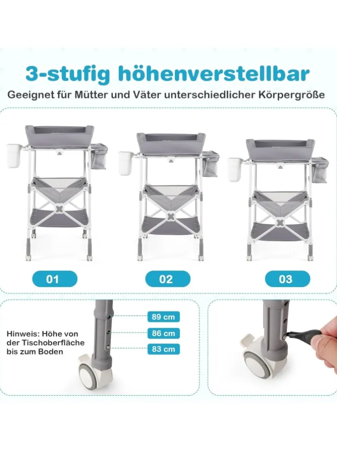 5 in 1 Wickelkommode 0-1 Jahr alt in Grau